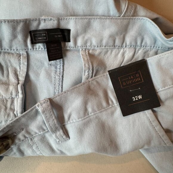 14th‎ & Union Wallin Stretch Twill Chino Shorts Blue Skyway 32 - Picture 4 of 4